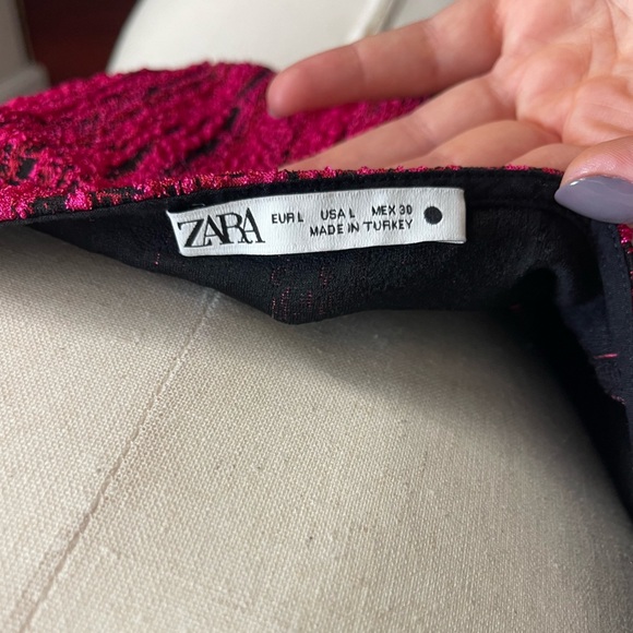 ZARA Hot Pink Textured Corset Crop Top - Picture 10 of 11